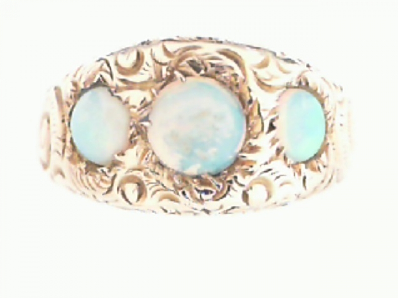 Estate & Vintage Jewelry - ANTIQUE HAND-ENGRAVED OPAL RING
