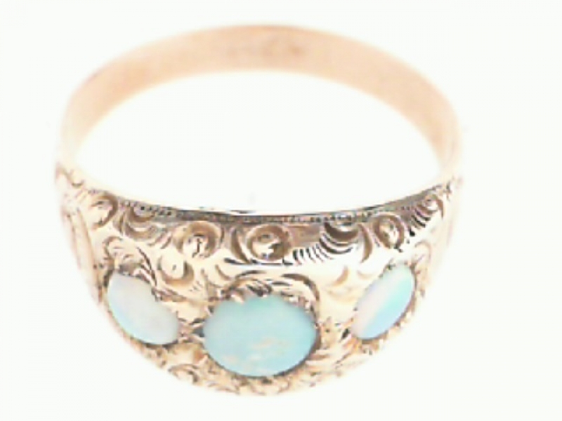 Estate & Vintage Jewelry - ANTIQUE HAND-ENGRAVED OPAL RING - image 2